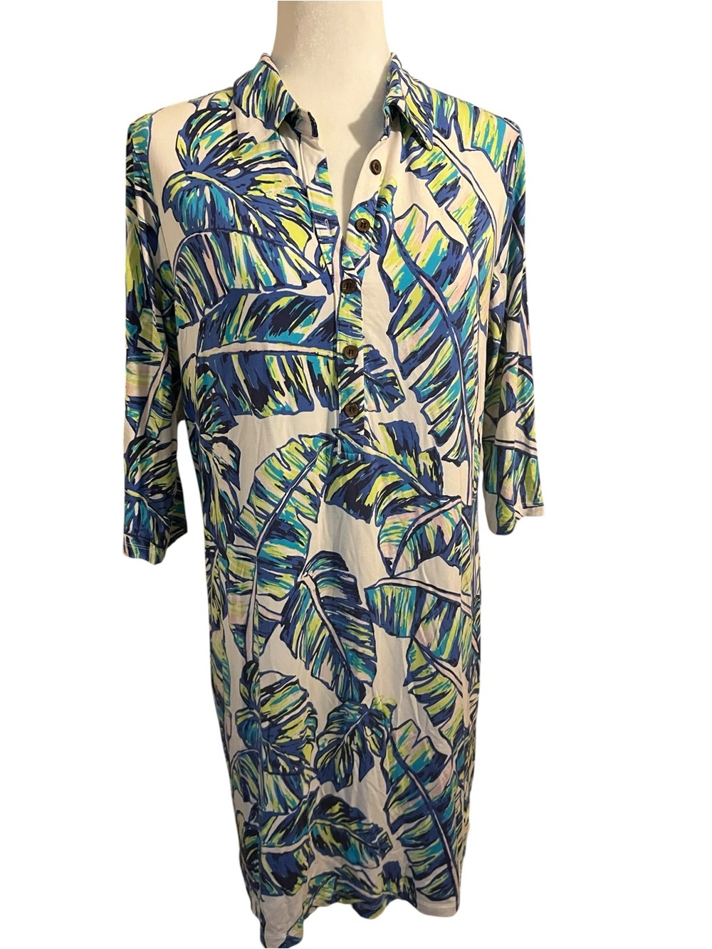 Tori Richard Half-Placket Shirt Shift  Dress Size Large